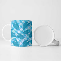 Blue Hawaii Kalo Palaka Motifs Ceramic Mug Hawaiian Taro Leaves Elegant Vibes LT14 - Polynesian Pride
