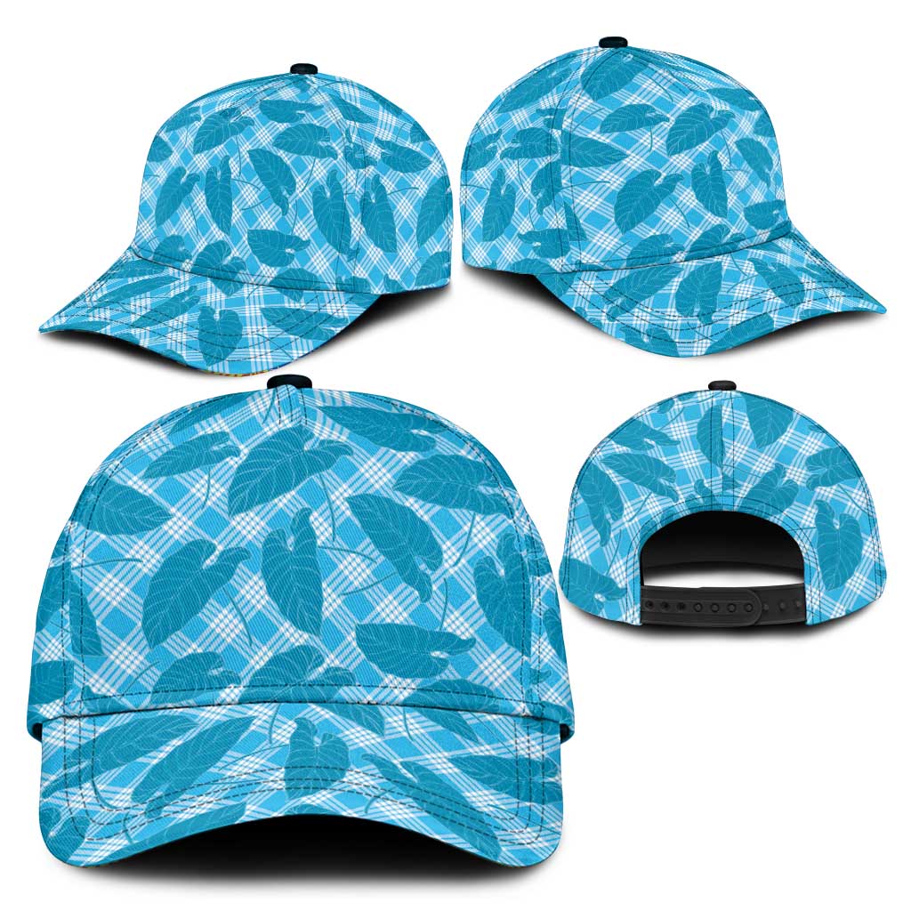 Blue Hawaii Kalo Palaka Motifs Classic Cap Hawaiian Taro Leaves Elegant Vibes LT14 - Polynesian Pride