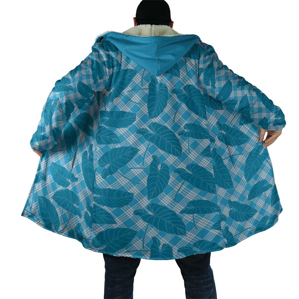 Blue Hawaii Kalo Palaka Motifs Cloak Hawaiian Taro Leaves Elegant Vibes LT14 - Polynesian Pride