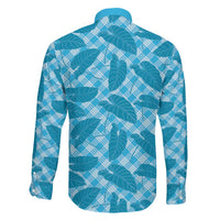 Blue Hawaii Kalo Palaka Motifs Family Matching Puletasi and Hawaiian Shirt Hawaiian Taro Leaves Elegant Vibes - Polynesian Pride