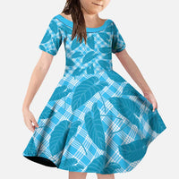 Blue Hawaii Kalo Palaka Motifs Family Matching Summer Maxi Dress and Hawaiian Shirt Hawaiian Taro Leaves Elegant Vibes - Polynesian Pride