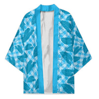 Blue Hawaii Kalo Palaka Motifs Kimono Hawaiian Taro Leaves Elegant Vibes - Polynesian Pride