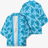 Blue Hawaii Kalo Palaka Motifs Kimono Hawaiian Taro Leaves Elegant Vibes - Polynesian Pride