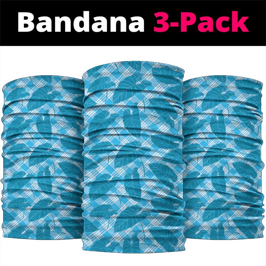 Blue Hawaii Kalo Palaka Motifs Neck Gaiter Hawaiian Taro Leaves Elegant Vibes LT14 package One Size: 25*50cm Blue - Polynesian Pride