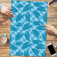 Blue Hawaii Kalo Palaka Motifs Puzzle Hawaiian Taro Leaves Elegant Vibes LT14 Blue - Polynesian Pride