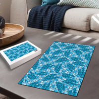 Blue Hawaii Kalo Palaka Motifs Puzzle Hawaiian Taro Leaves Elegant Vibes LT14 - Polynesian Pride