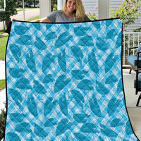 Blue Hawaii Kalo Palaka Motifs Quilt Hawaiian Taro Leaves Elegant Vibes - Polynesian Pride