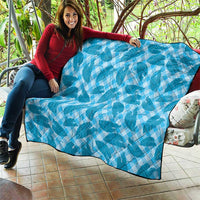 Blue Hawaii Kalo Palaka Motifs Quilt Hawaiian Taro Leaves Elegant Vibes - Polynesian Pride
