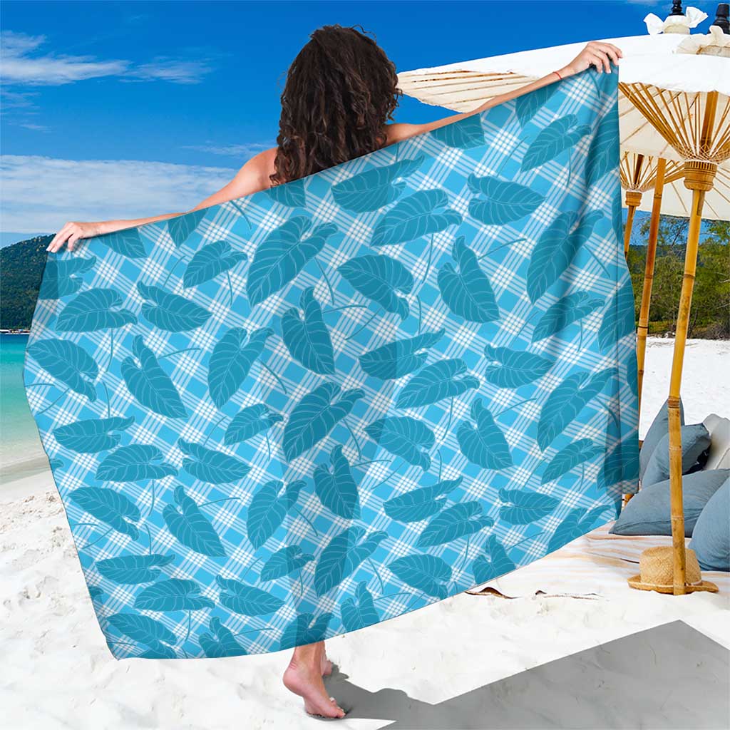 Blue Hawaii Kalo Palaka Motifs Sarong Hawaiian Taro Leaves Elegant Vibes - Polynesian Pride