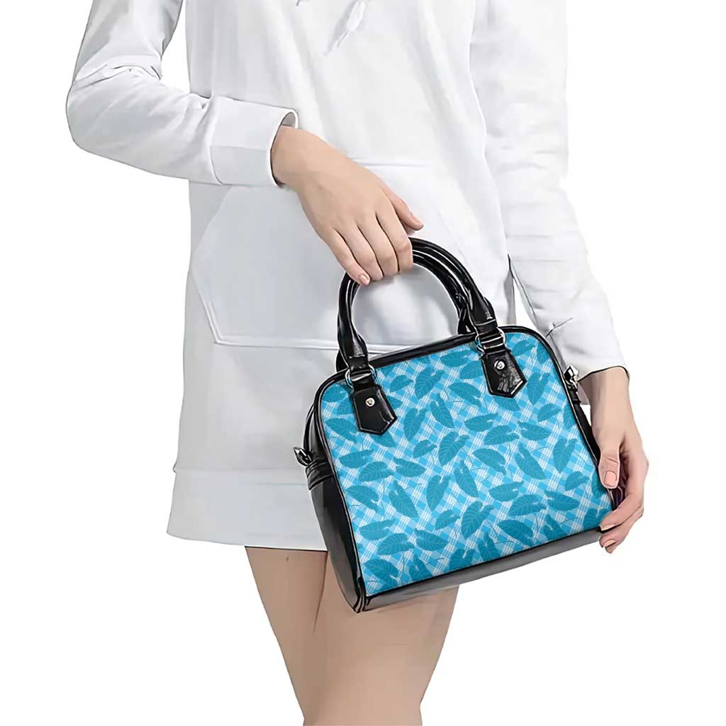 Blue Hawaii Kalo Palaka Motifs Shoulder Handbag Hawaiian Taro Leaves Elegant Vibes LT14 - Polynesian Pride