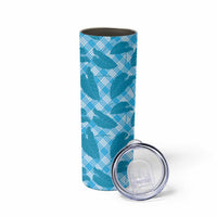 Blue Hawaii Kalo Palaka Motifs Skinny Tumbler Hawaiian Taro Leaves Elegant Vibes - Polynesian Pride