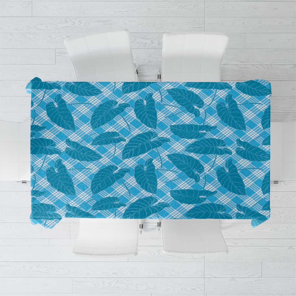 Blue Hawaii Kalo Palaka Motifs Tablecloth Hawaiian Taro Leaves Elegant Vibes LT14 Blue - Polynesian Pride