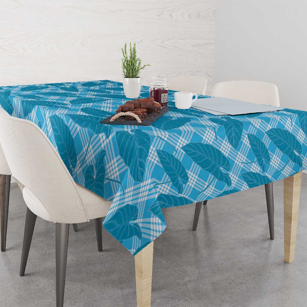 Blue Hawaii Kalo Palaka Motifs Tablecloth Hawaiian Taro Leaves Elegant Vibes LT14 - Polynesian Pride