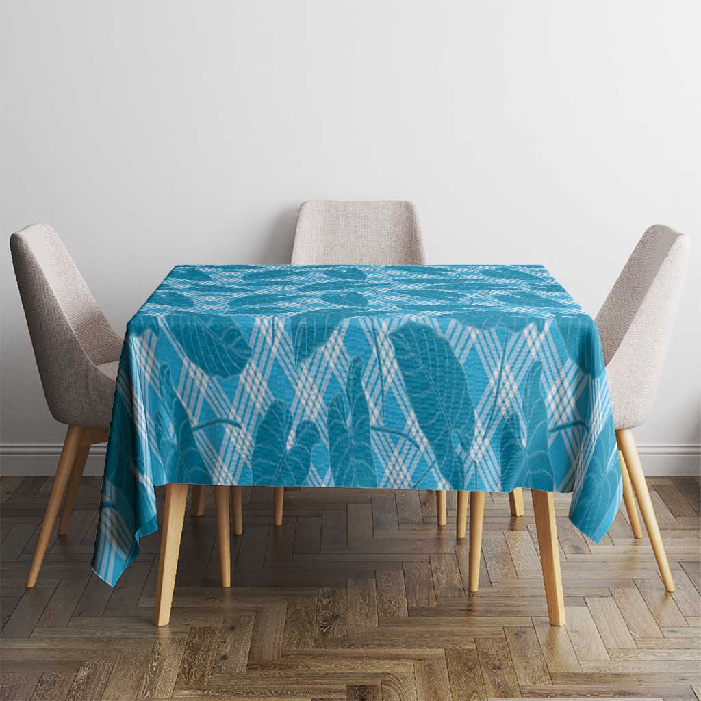 Blue Hawaii Kalo Palaka Motifs Tablecloth Hawaiian Taro Leaves Elegant Vibes LT14 - Polynesian Pride