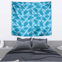 Blue Hawaii Kalo Palaka Motifs Tapestry Hawaiian Taro Leaves Elegant Vibes - Polynesian Pride