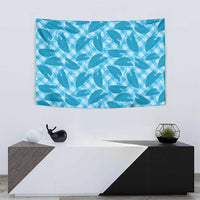 Blue Hawaii Kalo Palaka Motifs Tapestry Hawaiian Taro Leaves Elegant Vibes - Polynesian Pride