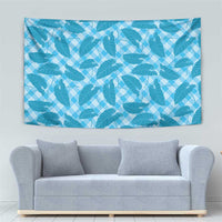 Blue Hawaii Kalo Palaka Motifs Tapestry Hawaiian Taro Leaves Elegant Vibes - Polynesian Pride