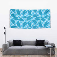 Blue Hawaii Kalo Palaka Motifs Tapestry Hawaiian Taro Leaves Elegant Vibes - Polynesian Pride