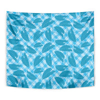 Blue Hawaii Kalo Palaka Motifs Tapestry Hawaiian Taro Leaves Elegant Vibes - Polynesian Pride