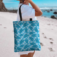 Blue Hawaii Kalo Palaka Motifs Tote Bag Hawaiian Taro Leaves Elegant Vibes - Polynesian Pride