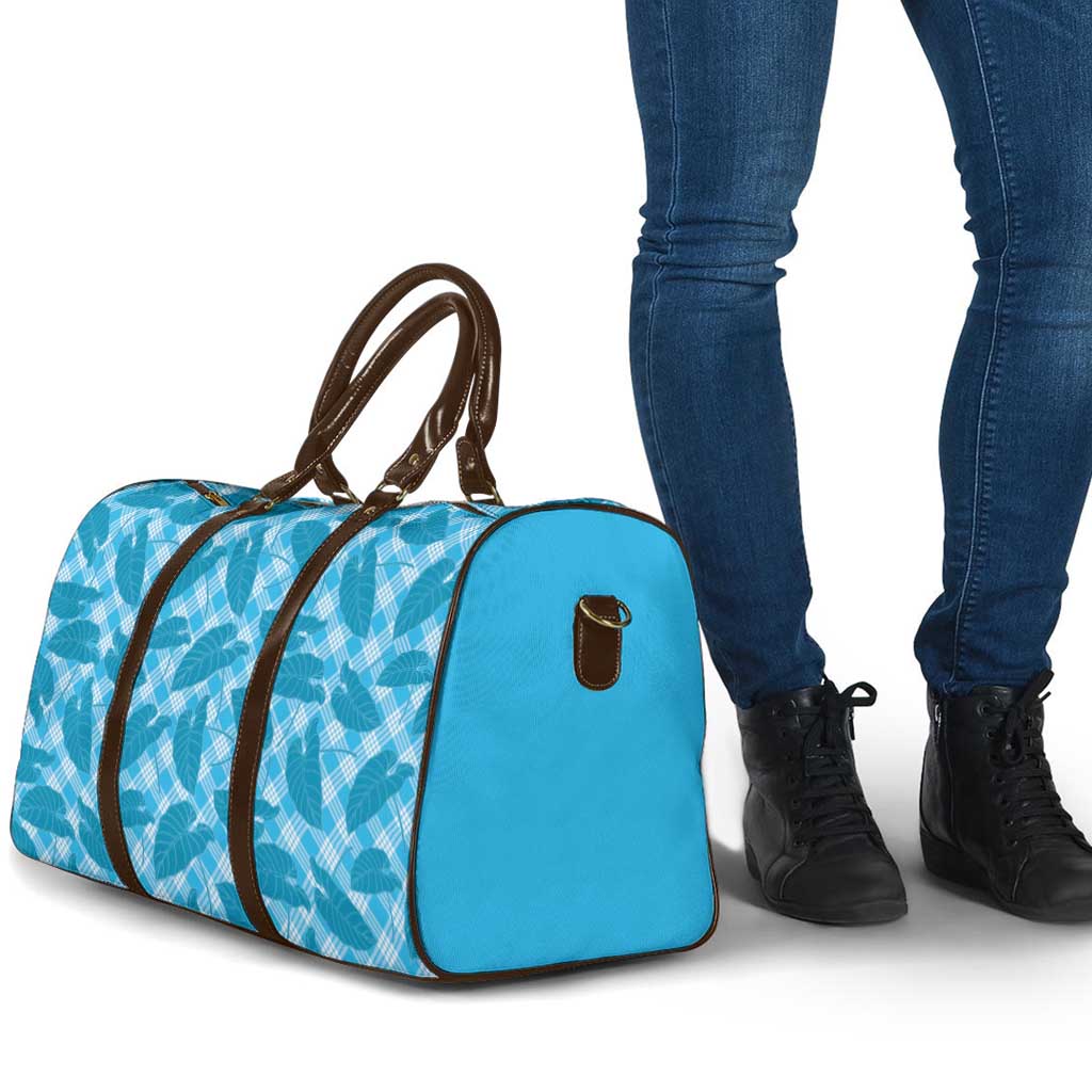 Blue Hawaii Kalo Palaka Motifs Travel Bag Hawaiian Taro Leaves Elegant Vibes - Polynesian Pride