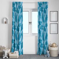 Blue Hawaii Kalo Palaka Motifs Window Curtain Hawaiian Taro Leaves Elegant Vibes - Polynesian Pride