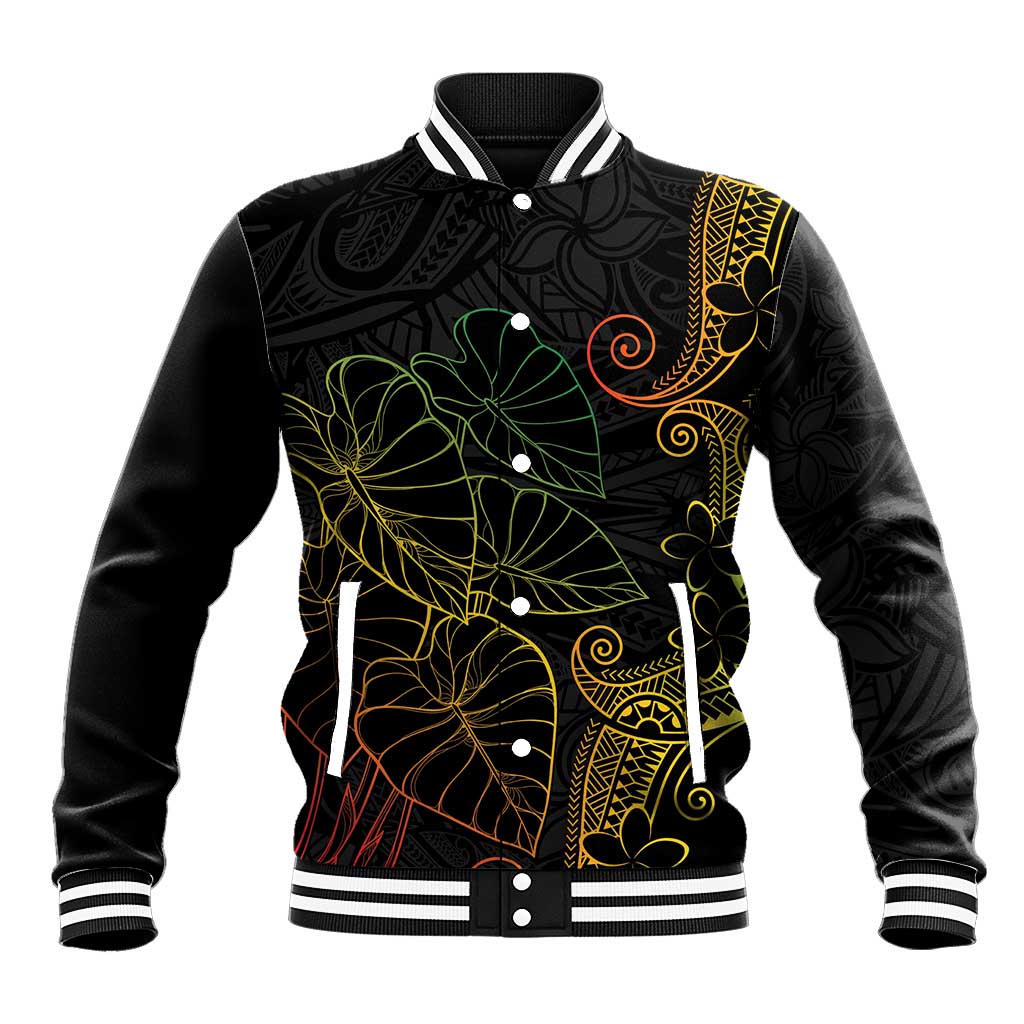 Aloha Hawaii Kalo Baseball Jacket Reggae Taro Polynesian Pattern LT14 Unisex Black - Polynesian Pride