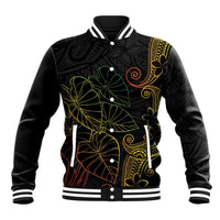 Aloha Hawaii Kalo Baseball Jacket Reggae Taro Polynesian Pattern LT14 Unisex Black - Polynesian Pride