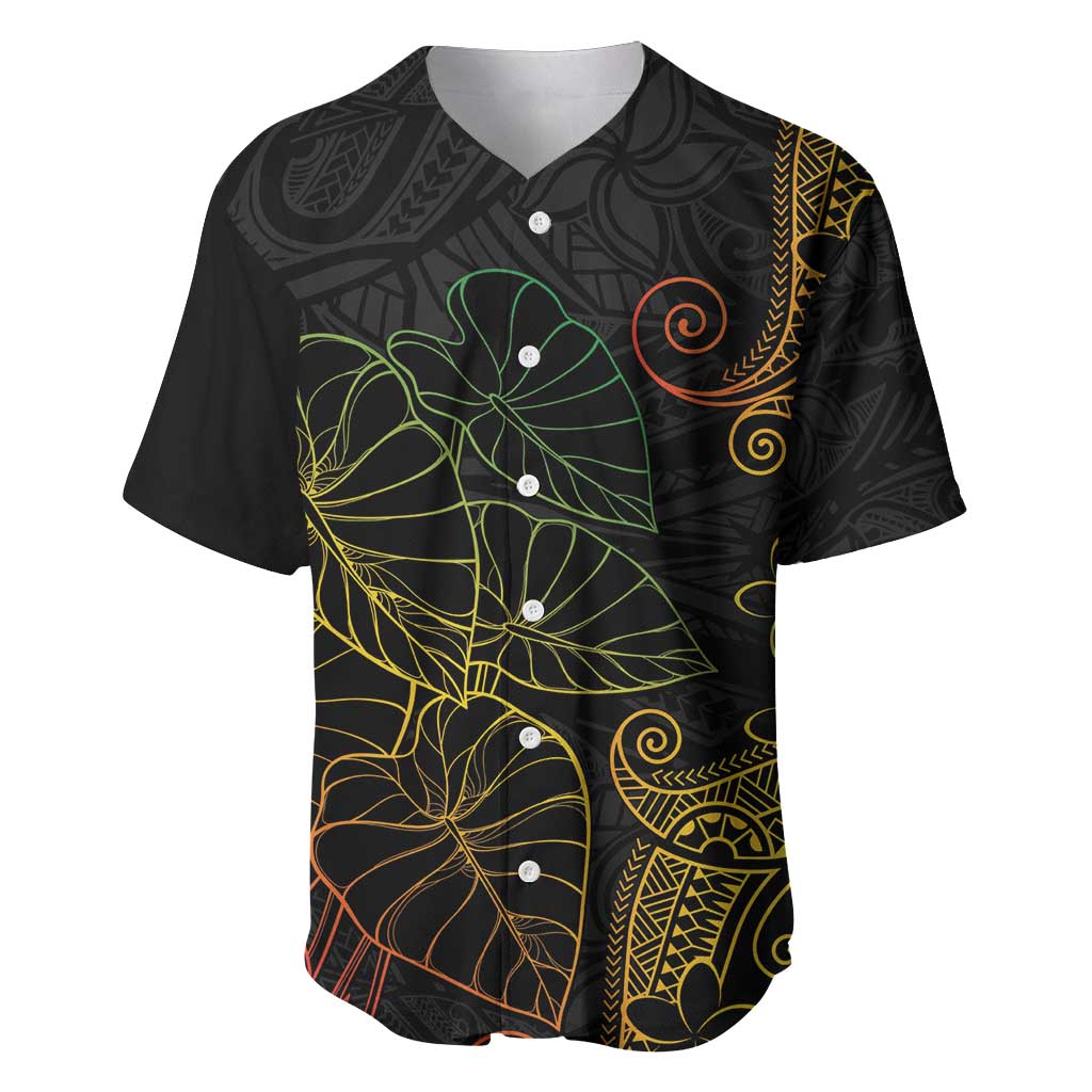 Aloha Hawaii Kalo Baseball Jersey Reggae Taro Polynesian Pattern LT14 Black - Polynesian Pride