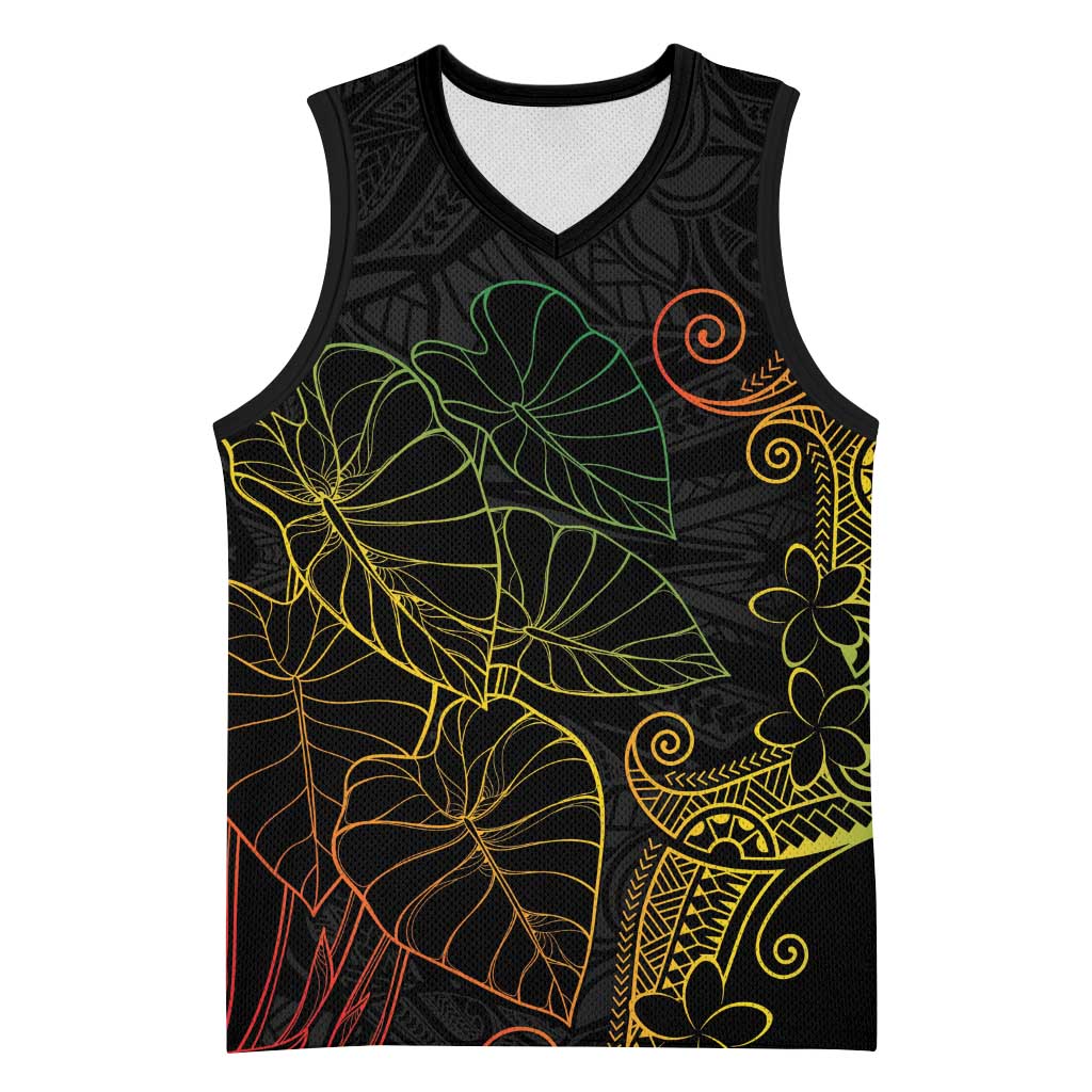 Aloha Hawaii Kalo Basketball Jersey Reggae Taro Polynesian Pattern LT14 Unisex Black - Polynesian Pride