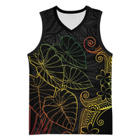 Aloha Hawaii Kalo Basketball Jersey Reggae Taro Polynesian Pattern LT14 Unisex Black - Polynesian Pride