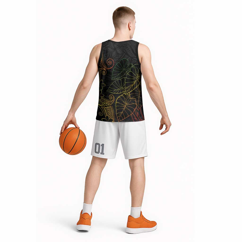 Aloha Hawaii Kalo Basketball Jersey Reggae Taro Polynesian Pattern LT14 - Polynesian Pride