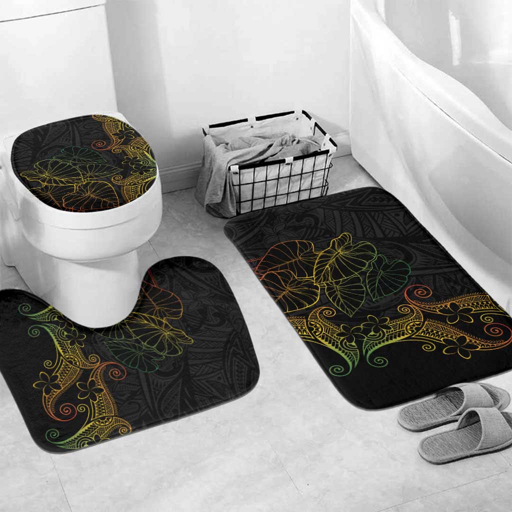 Aloha Hawaii Kalo Bathroom Set Reggae Taro Polynesian Pattern LT14 Mat Set Only (3 pcs) One Size Black - Polynesian Pride