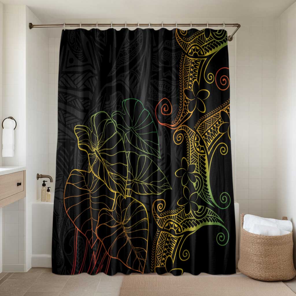 Aloha Hawaii Kalo Bathroom Set Reggae Taro Polynesian Pattern LT14 Shower Curtain Only Black - Polynesian Pride