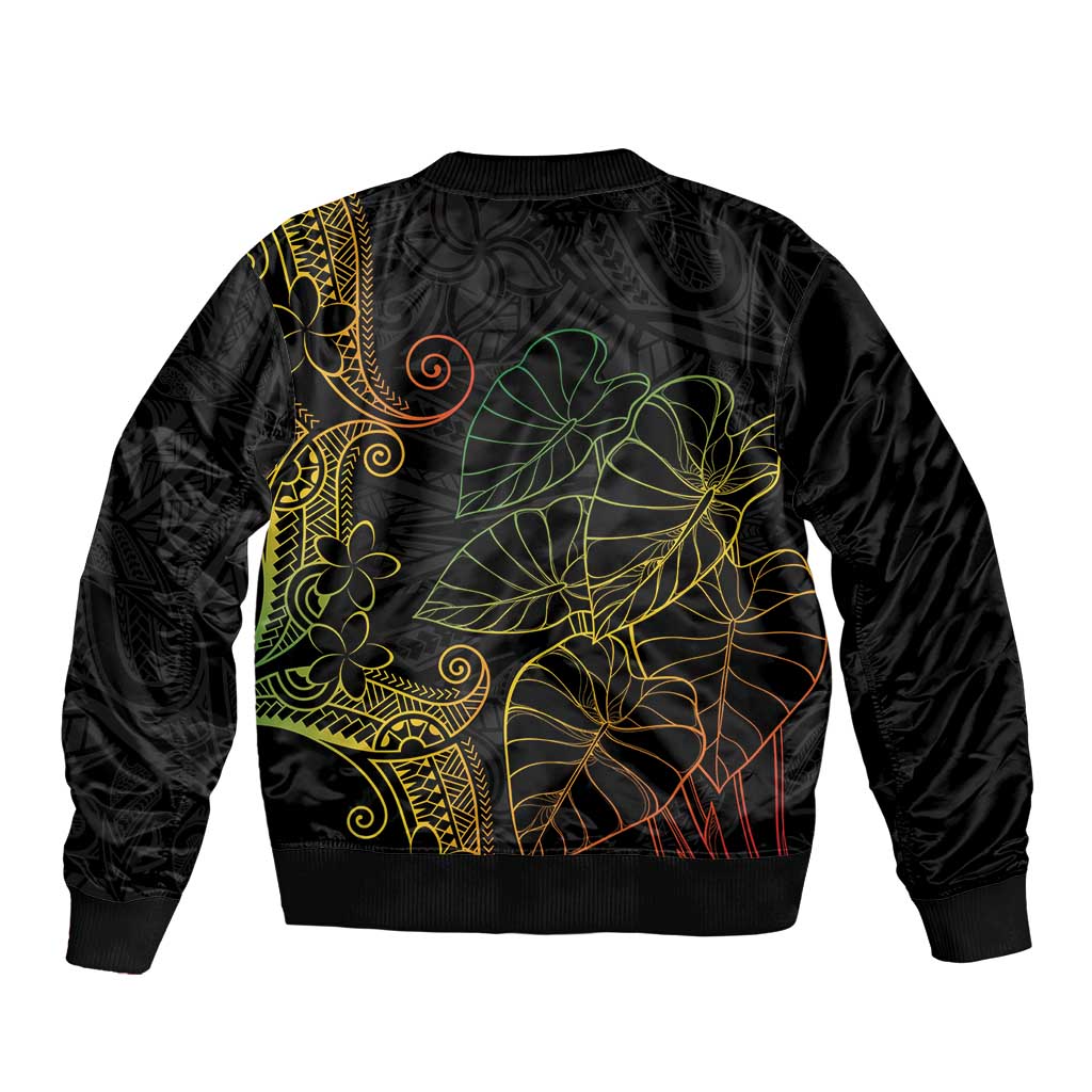 Aloha Hawaii Kalo Bomber Jacket Reggae Taro Polynesian Pattern - Polynesian Pride