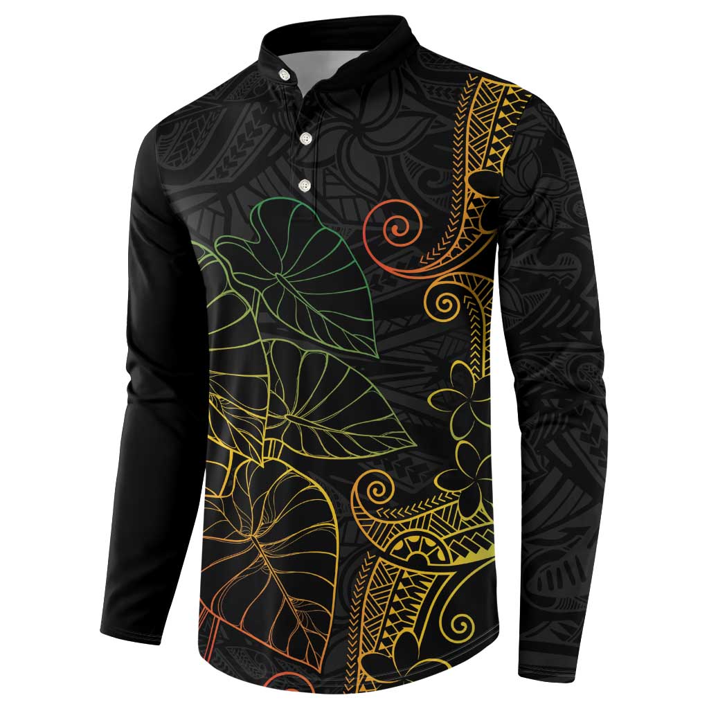 Aloha Hawaii Kalo Button Sweatshirt Reggae Taro Polynesian Pattern LT14 - Polynesian Pride