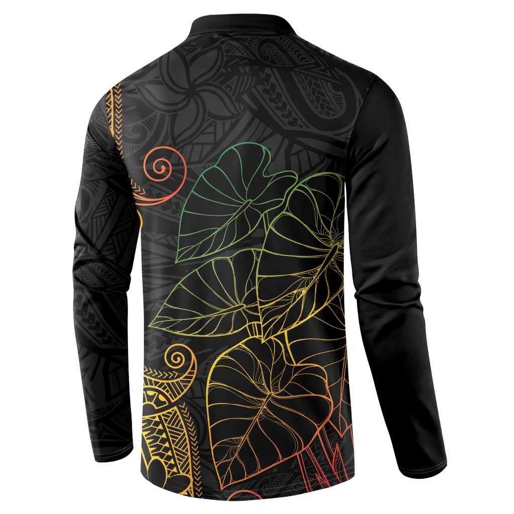 Aloha Hawaii Kalo Button Sweatshirt Reggae Taro Polynesian Pattern LT14 - Polynesian Pride