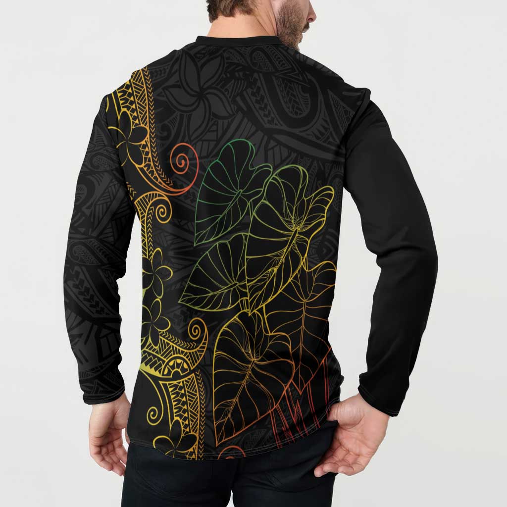 Aloha Hawaii Kalo Button Sweatshirt Reggae Taro Polynesian Pattern LT14 - Polynesian Pride