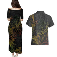 Aloha Hawaii Kalo Couples Matching Puletasi and Hawaiian Shirt Reggae Taro Polynesian Pattern LT14 - Polynesian Pride