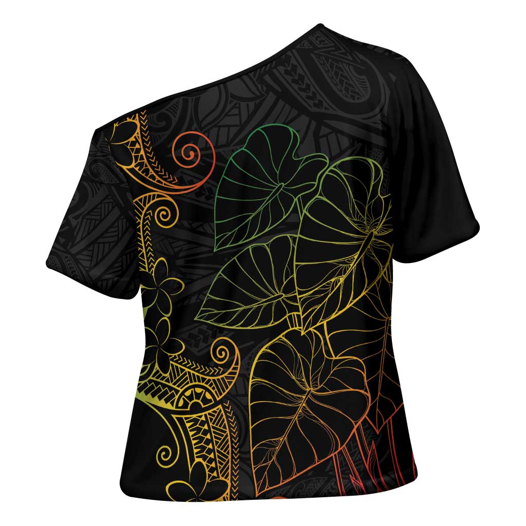 Aloha Hawaii Kalo Cross Shoulder Shirt Reggae Taro Polynesian Pattern LT14 - Polynesian Pride