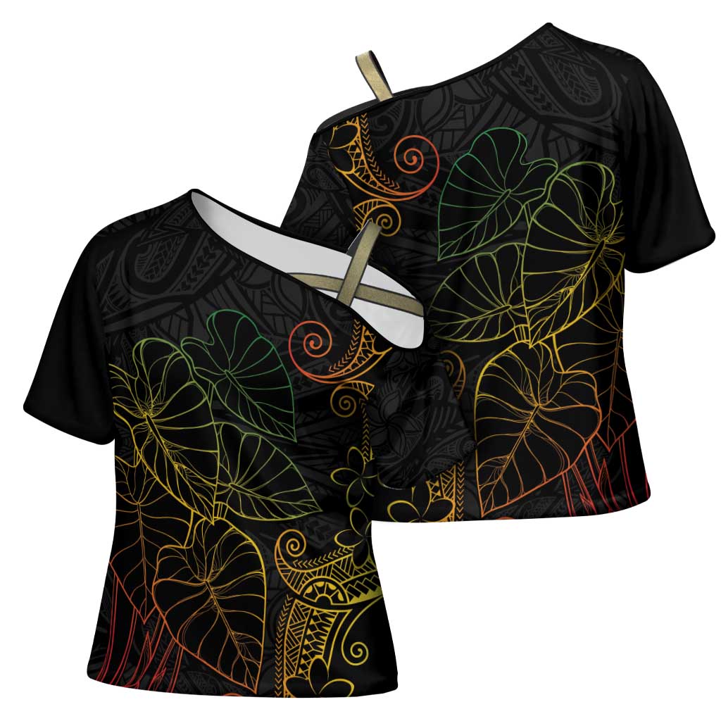 Aloha Hawaii Kalo Cross Shoulder Shirt Reggae Taro Polynesian Pattern LT14 - Polynesian Pride