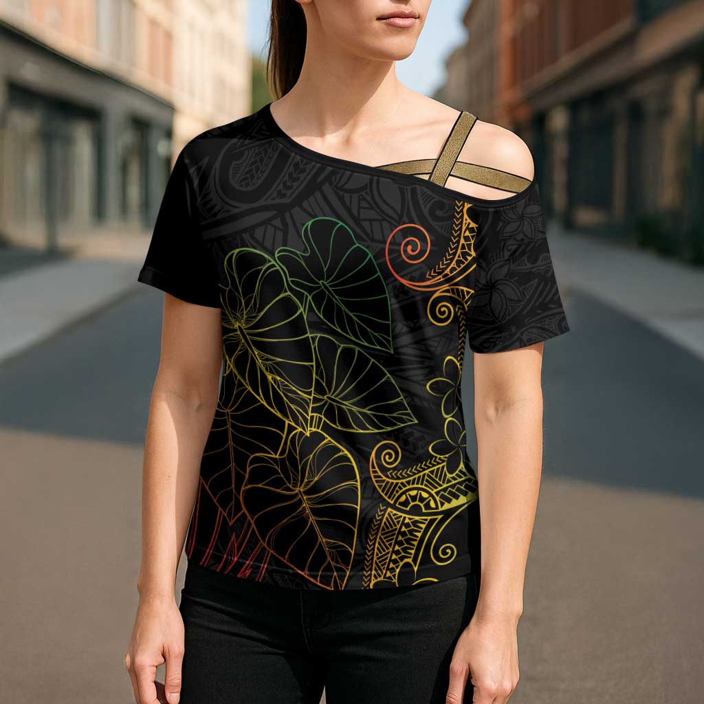 Aloha Hawaii Kalo Cross Shoulder Shirt Reggae Taro Polynesian Pattern LT14 - Polynesian Pride