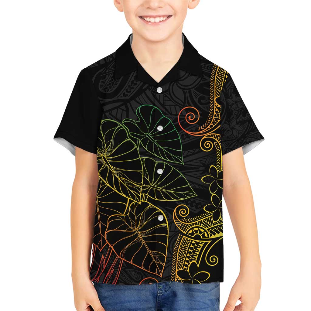 Aloha Hawaii Kalo Family Matching Long Sleeve Bodycon Dress and Hawaiian Shirt Reggae Taro Polynesian Pattern - Polynesian Pride