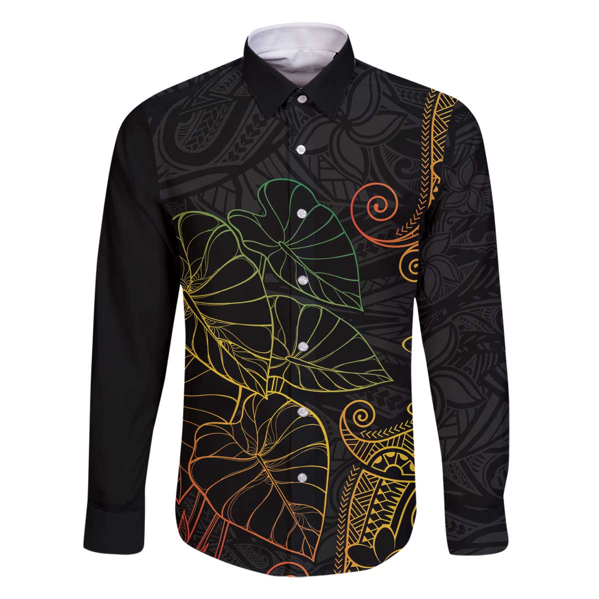 Aloha Hawaii Kalo Family Matching Off The Shoulder Long Sleeve Dress and Hawaiian Shirt Reggae Taro Polynesian Pattern - Polynesian Pride