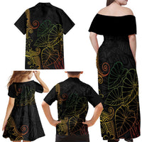 Aloha Hawaii Kalo Family Matching Off Shoulder Maxi Dress and Hawaiian Shirt Reggae Taro Polynesian Pattern - Polynesian Pride