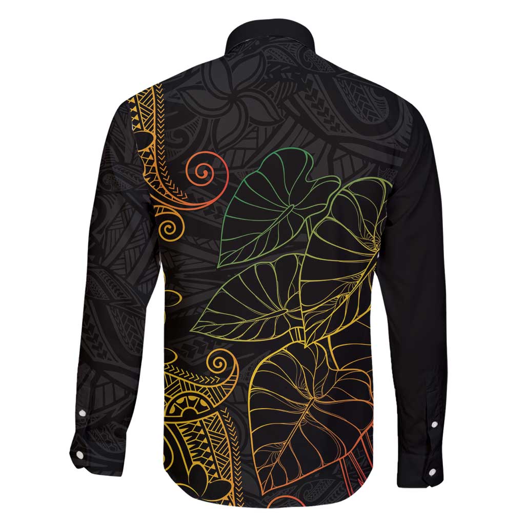 Aloha Hawaii Kalo Family Matching Off Shoulder Maxi Dress and Hawaiian Shirt Reggae Taro Polynesian Pattern - Polynesian Pride