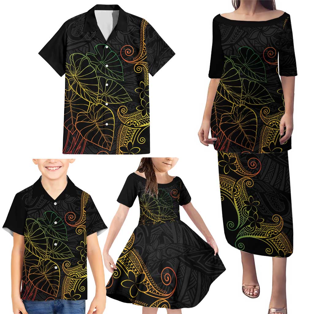 Aloha Hawaii Kalo Family Matching Puletasi and Hawaiian Shirt Reggae Taro Polynesian Pattern LT14 - Polynesian Pride