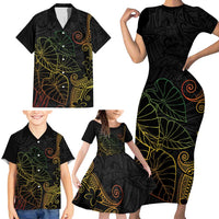 Aloha Hawaii Kalo Family Matching Short Sleeve Bodycon Dress and Hawaiian Shirt Reggae Taro Polynesian Pattern - Polynesian Pride