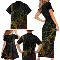 Aloha Hawaii Kalo Family Matching Short Sleeve Bodycon Dress and Hawaiian Shirt Reggae Taro Polynesian Pattern - Polynesian Pride