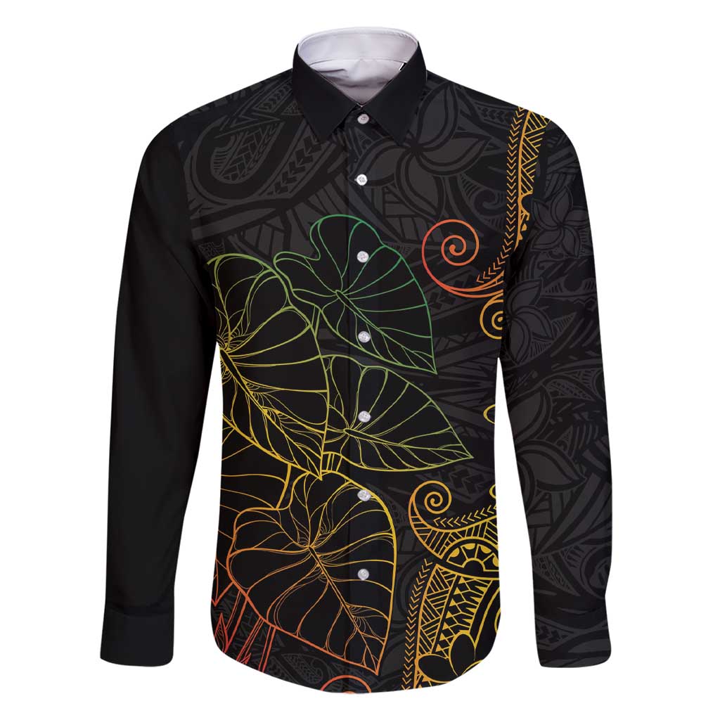 Aloha Hawaii Kalo Family Matching Short Sleeve Bodycon Dress and Hawaiian Shirt Reggae Taro Polynesian Pattern - Polynesian Pride